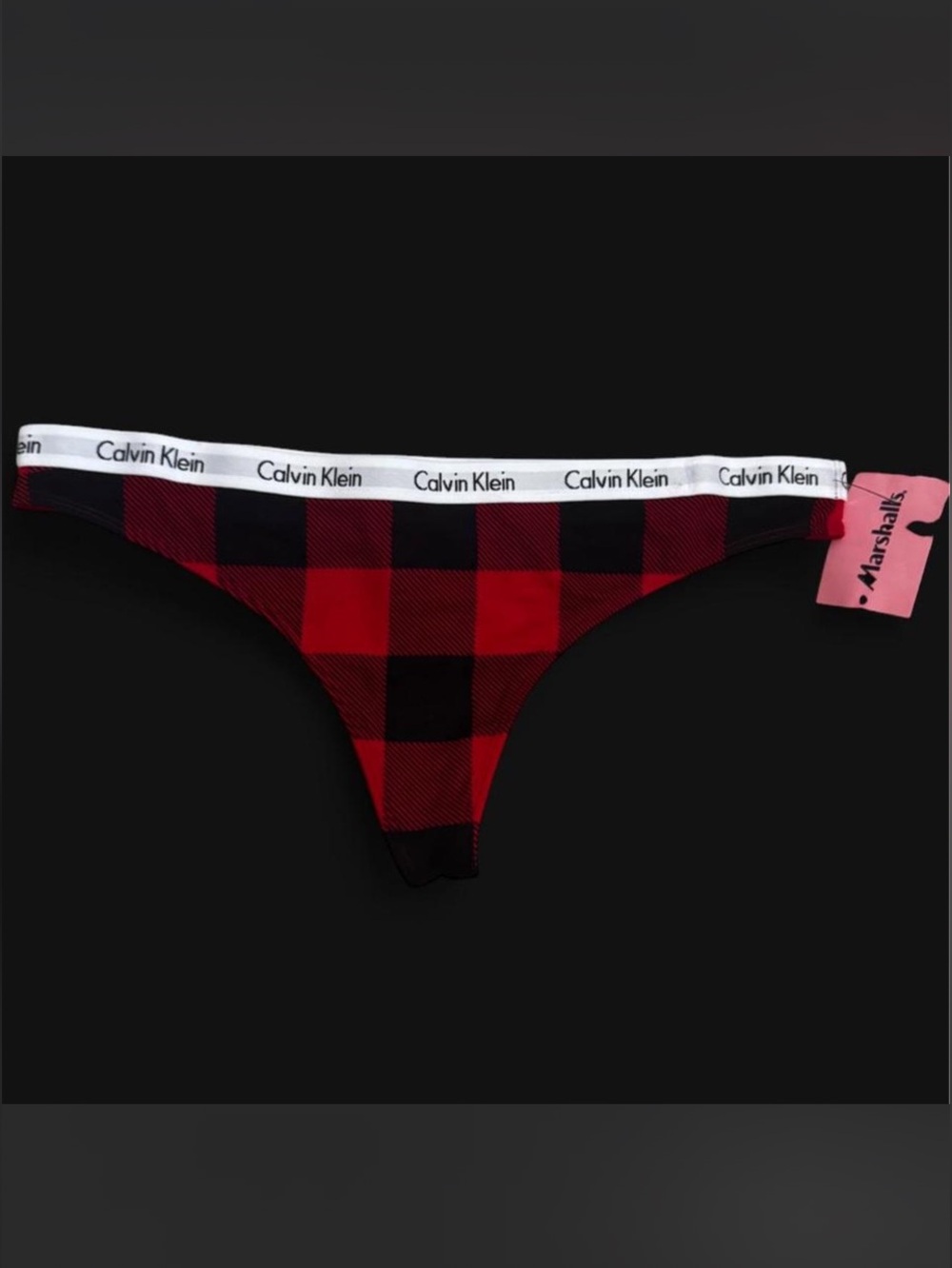 Calvin Klein Red and Black Plaid Thong